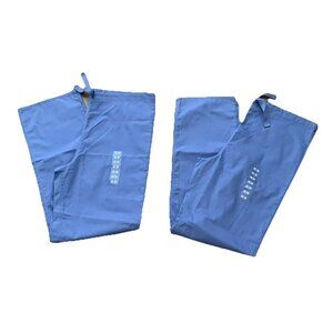 Two Cherokee Workwear Unisex Drawstring Scrub Pants Tall Small 4100T Ciew Blue